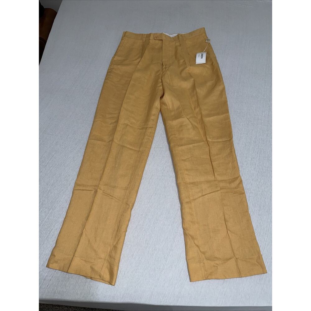 Inserch Linen Pants P0510-113 Honey Mustard Men’s 40 Made In Italy NWT